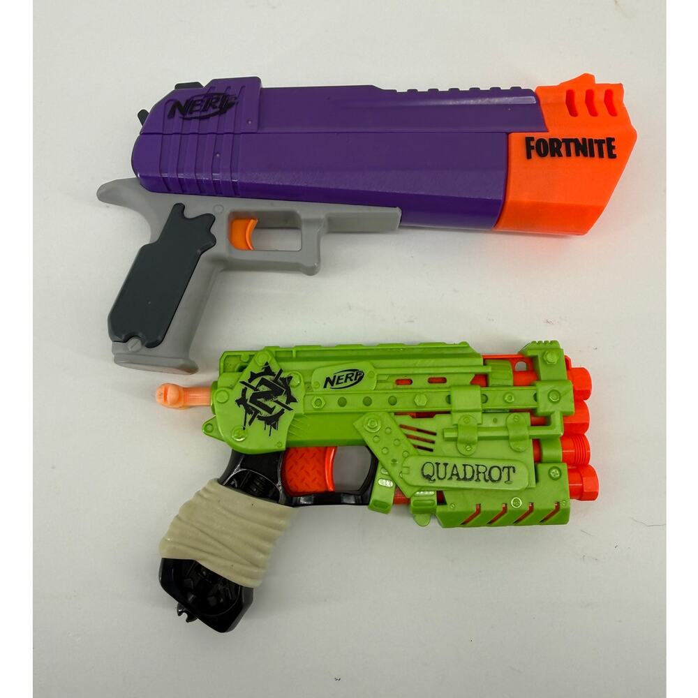 Nerf Blaster Lot Fortnite Hand Cannon Zombie Strike Quadrot Toy Guns 10 9 Inch